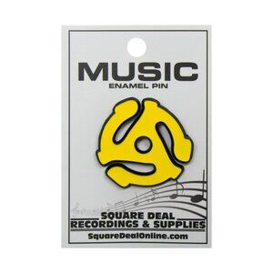 Yellow Turntable Spider Enamel Pin 7" 45 RPM Vinyl Record Adapter Music Gift NWT
